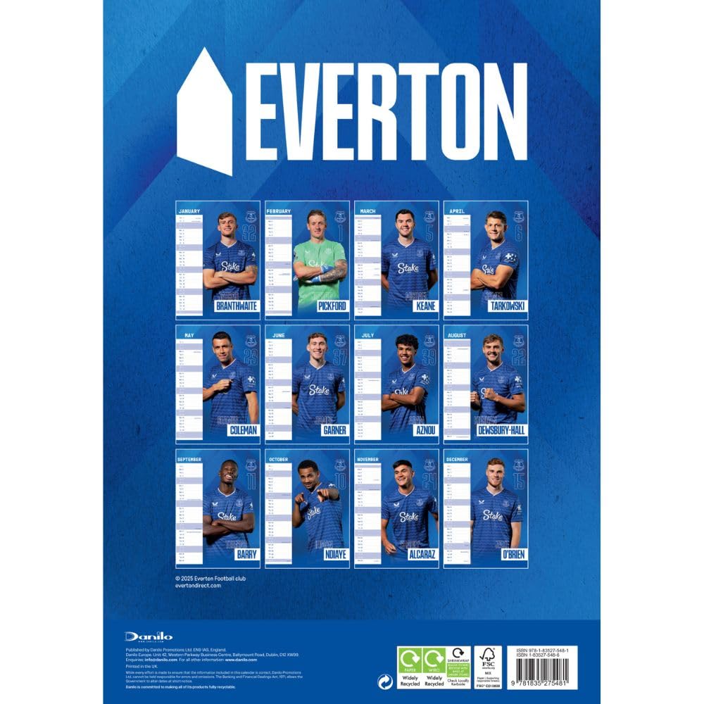 Everton FC A3 2026 Calendar