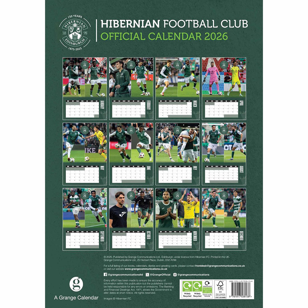 Hibernian FC A3 2026 Calendar