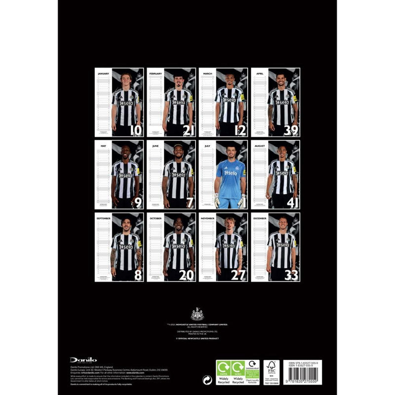 Newcastle United FC A3 Calendar 2026, close-up detail