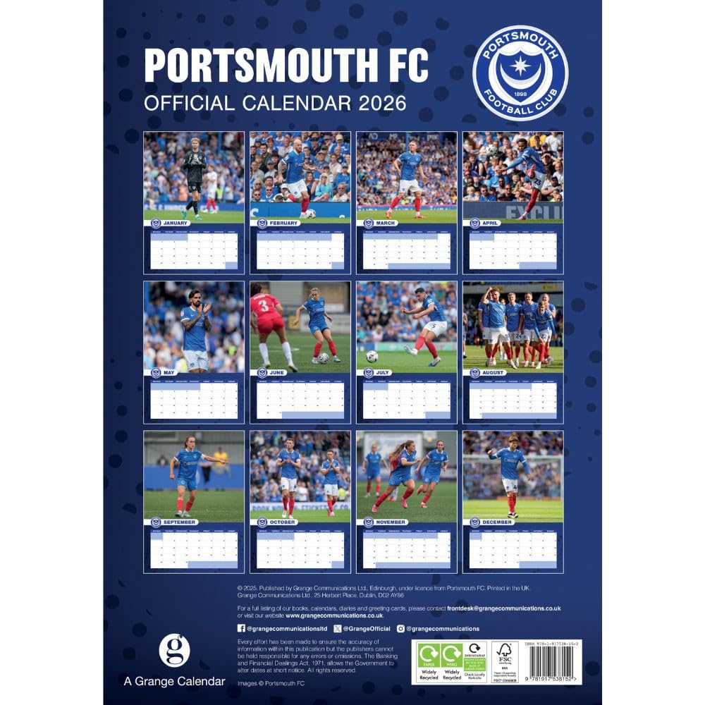 Portsmouth FC A3 2026 Calendar