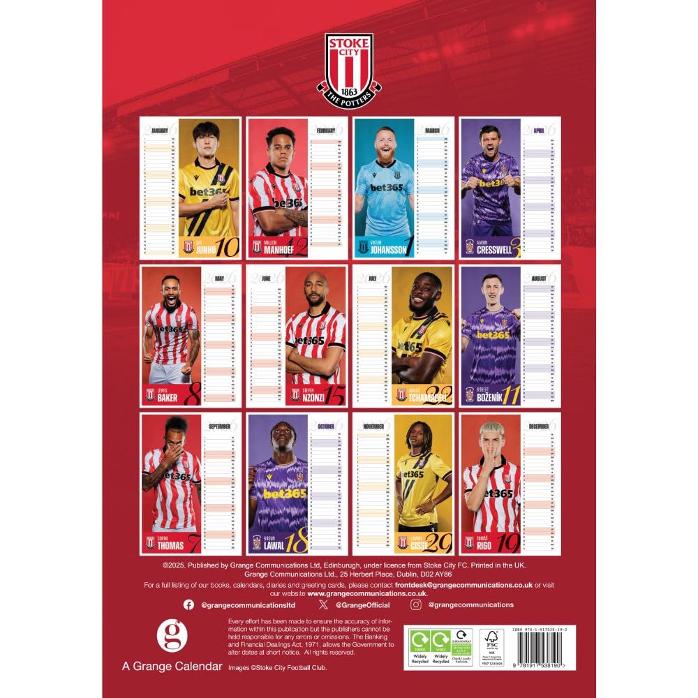 Stoke City FC A3 2026 Calendar