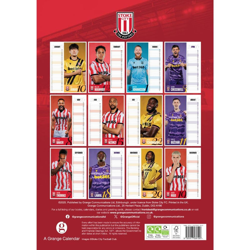 Stoke City FC A3 2026 Calendar, close-up detail