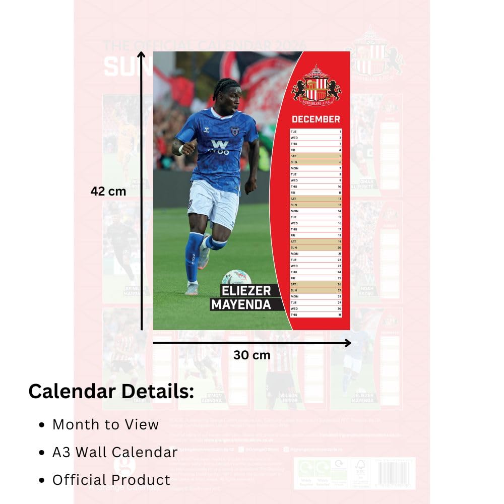 Sunderland AFC A3 2026 Calendar