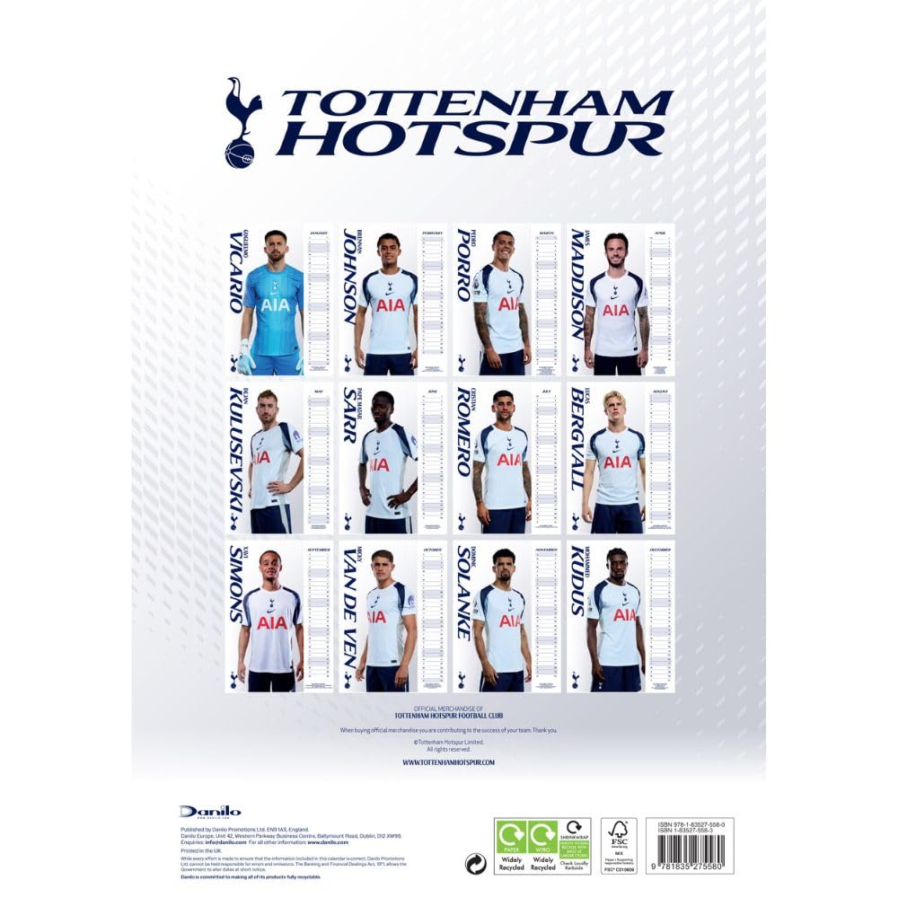 Tottenham Hotspur FC A3 Calendar 2026