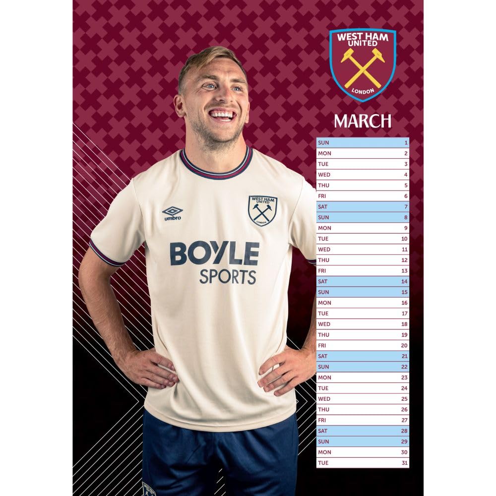West Ham United FC A3 2026 Calendar