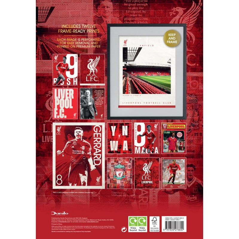 Liverpool FC Deluxe Calendar 2026, rear view