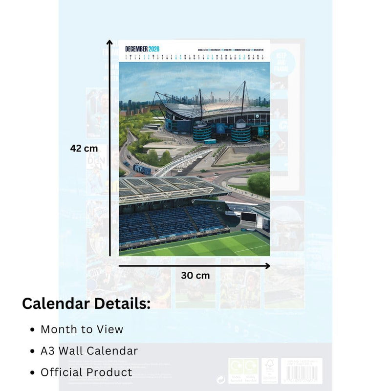 Manchester City FC Deluxe Calendar 2026, in display