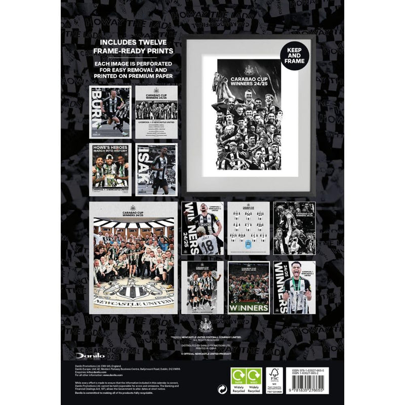 Newcastle United FC Deluxe Calendar 2026, rear view