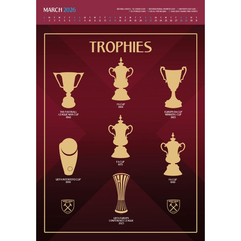 West Ham United FC Deluxe Calendar 2026, alternate view