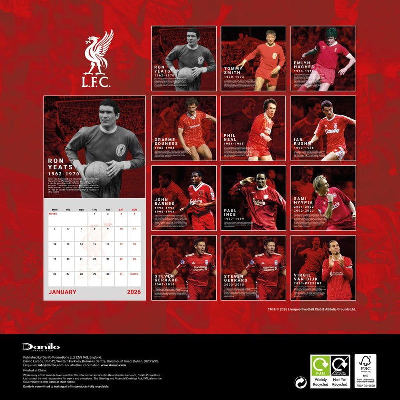 Liverpool FC Calendar & Diary Musical Gift Box 2026, close-up detail