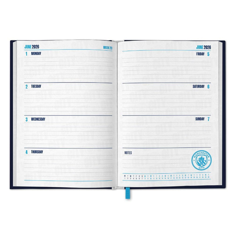 Manchester City FC Calendar & Diary Musical Gift Box 2026, rear view
