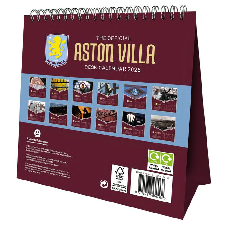 Aston Villa FC Desktop Calendar 2026