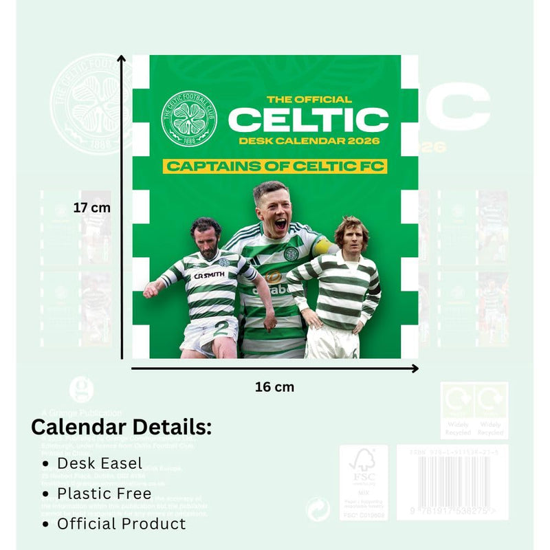 Celtic FC Desktop Calendar 2026, rear view