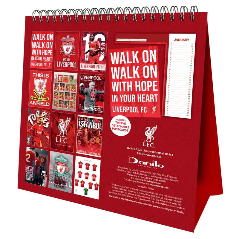 Liverpool FC Desktop Calendar 2026, side angle