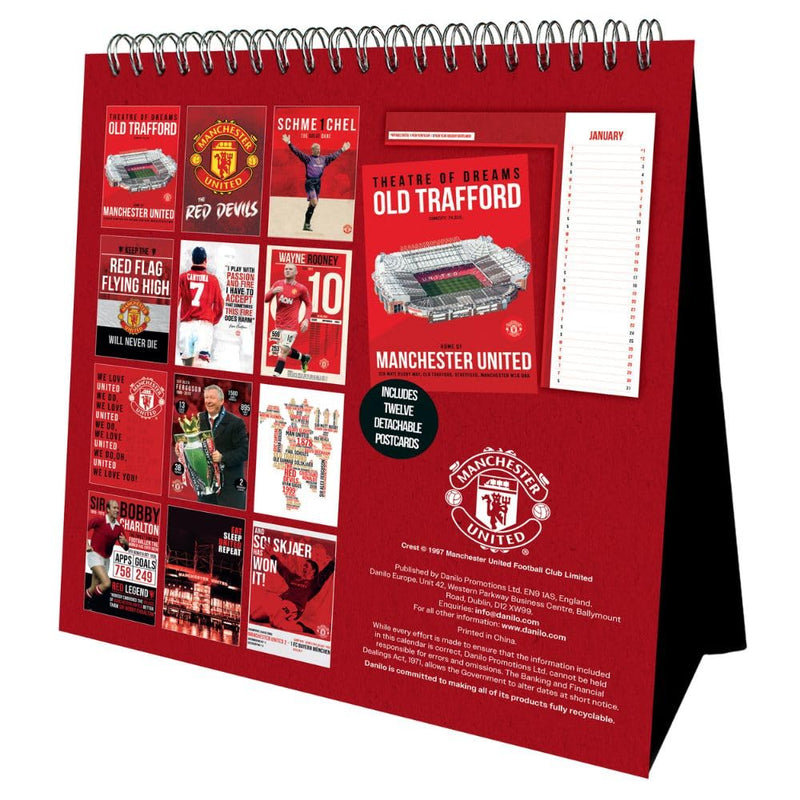 Manchester United FC Desktop Calendar 2026, side angle