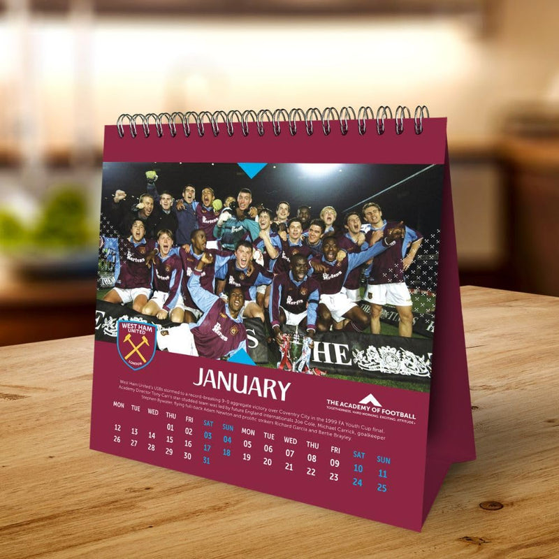 West Ham United FC Desktop Calendar 2026, close-up detail