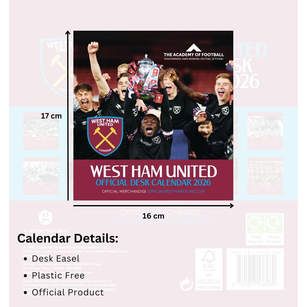 West Ham United FC Desktop Calendar 2026