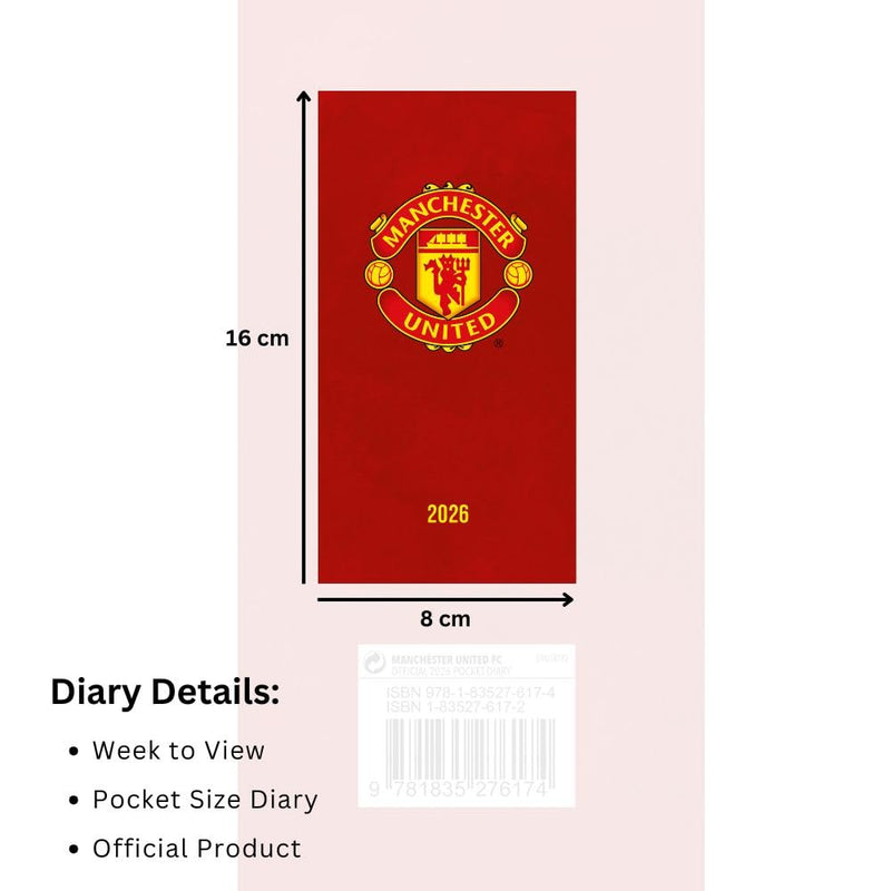 Manchester United FC Slim Diary 2026, close-up detail