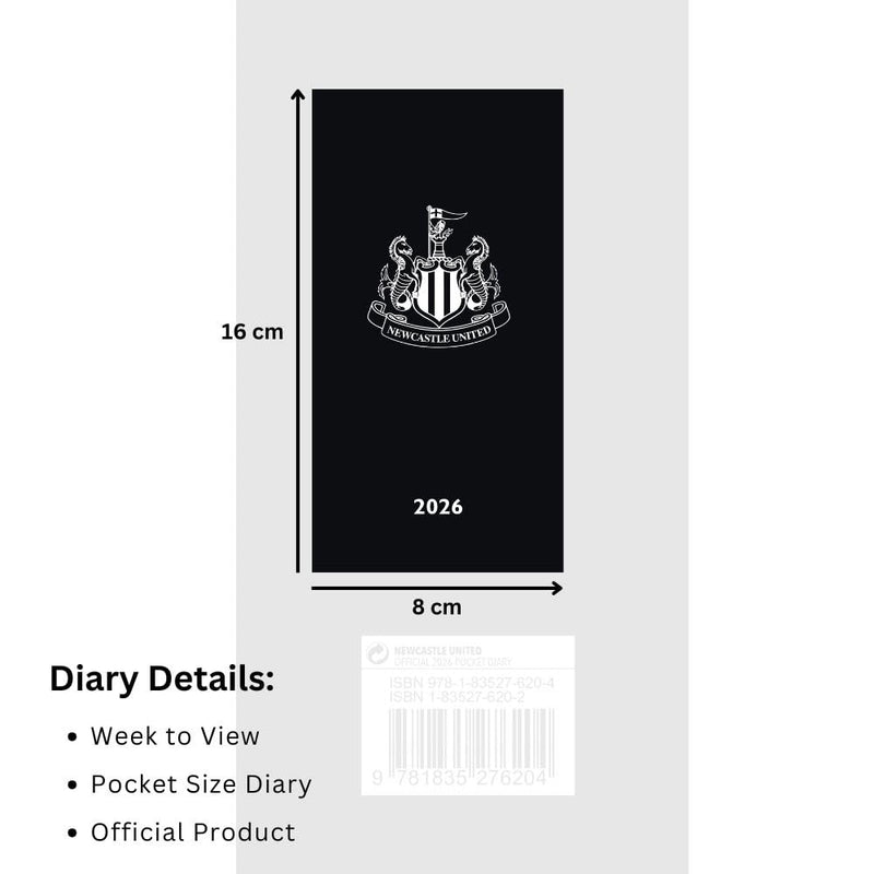 Newcastle United FC Slim Diary 2026, close-up detail