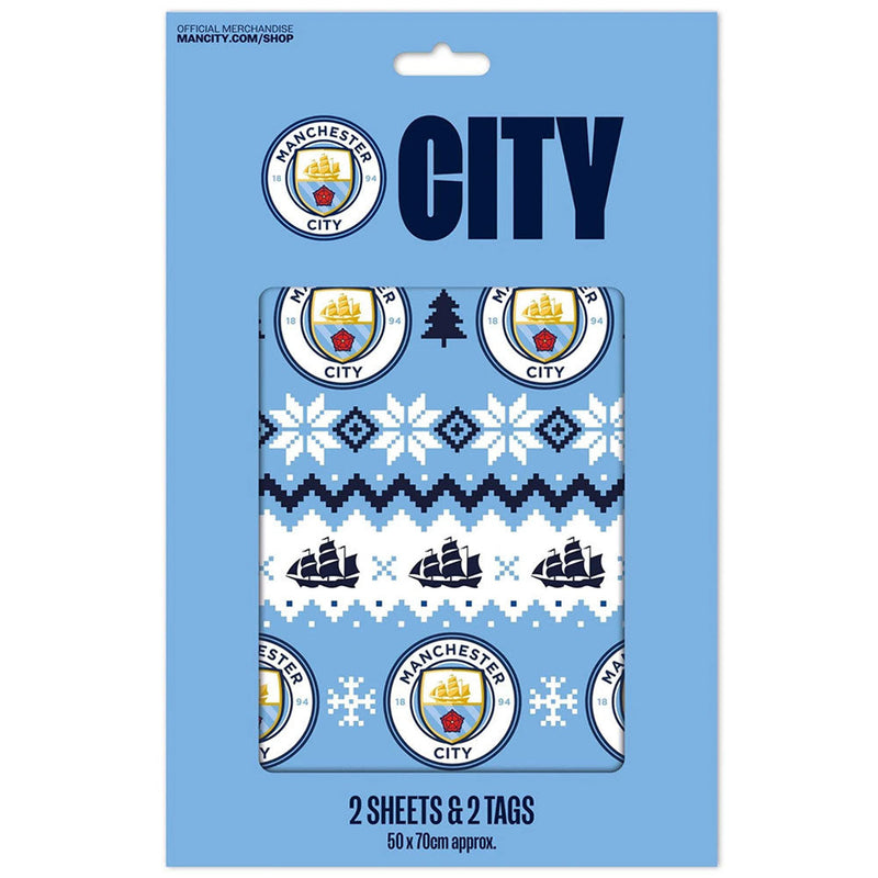 Manchester City FC Christmas Gift Wrap, side angle
