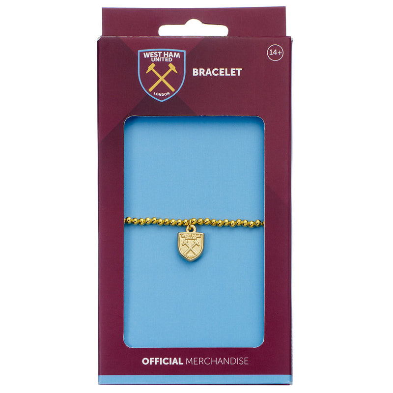 West Ham United FC Gold Finish Bead Bracelet, alternate view