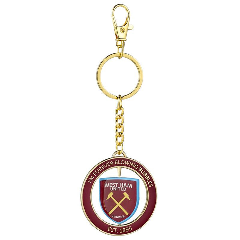 West Ham United FC Spinner Keyring, side angle