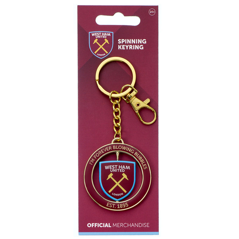 West Ham United FC Spinner Keyring, close-up detail