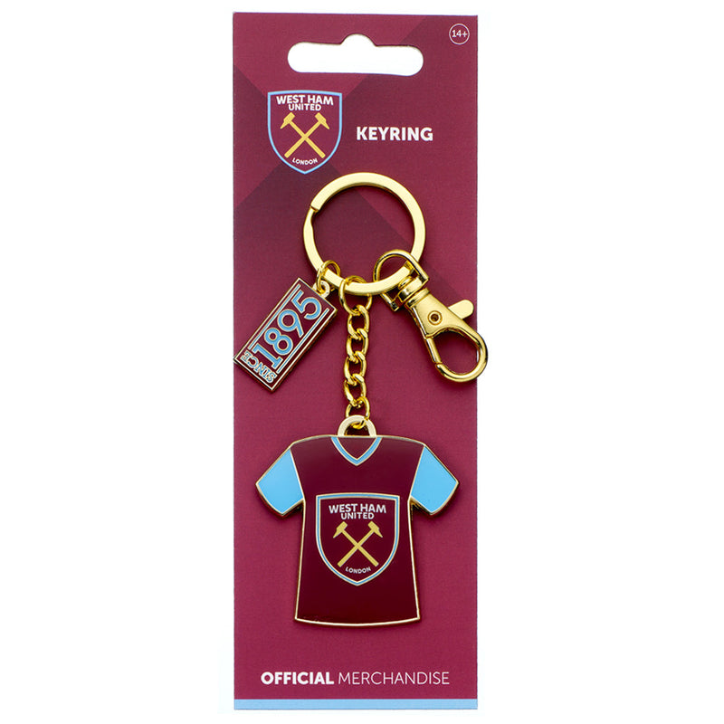 West Ham United FC Shirt Charm Keyring, side angle