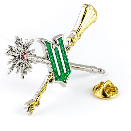 Wicked Wand & Broomstick Pin Badge, alternate view