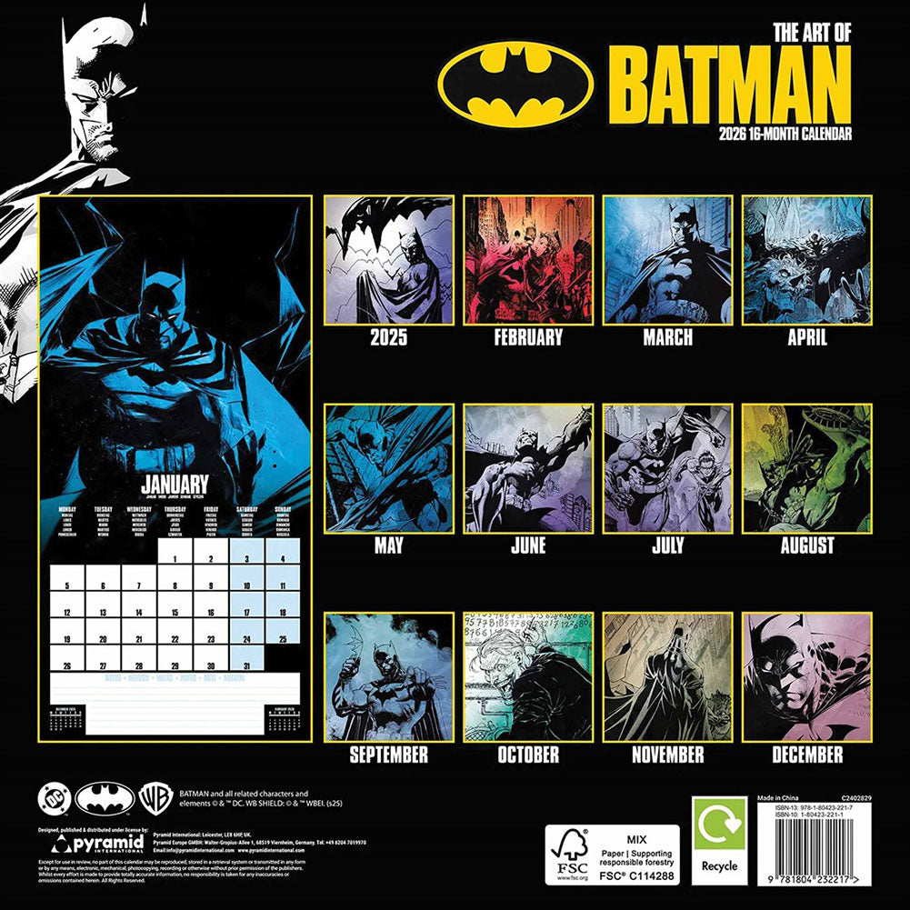 Batman Square Calendar 2026