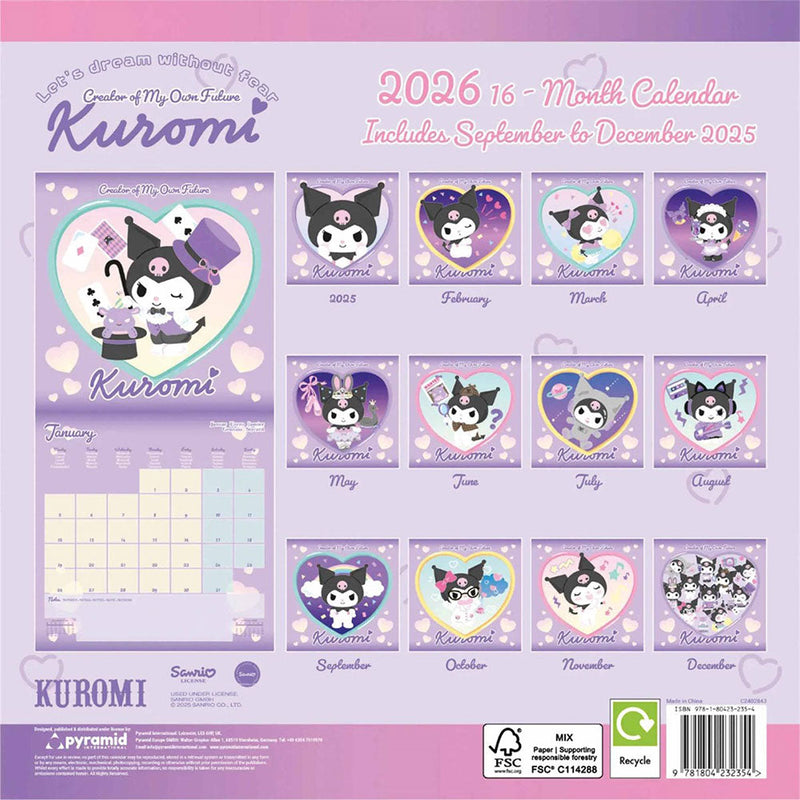 Kuromi Square Calendar 2026, side angle
