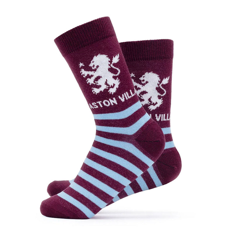 Aston Villa FC Twin Pack Dress Socks Size 7-11, side angle