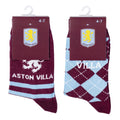 Aston Villa FC Twin Pack Dress Socks Size 7-11, close-up detail