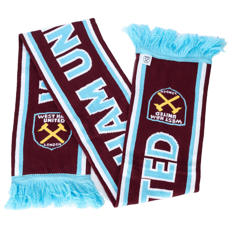 West Ham United FC Crest Scarf, side angle