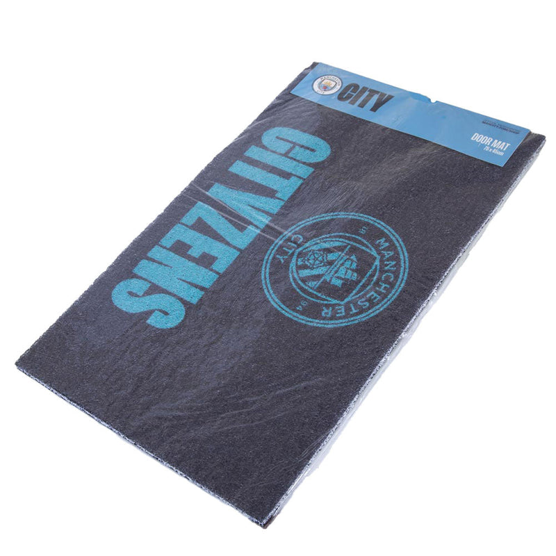 Manchester City FC Loop Pile Doormat, close-up detail