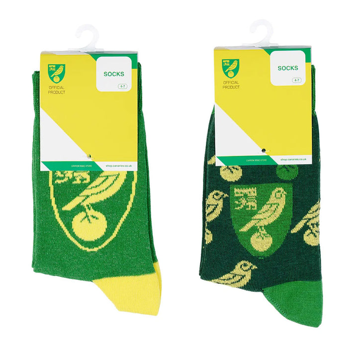 Norwich City FC Twin Pack Dress Socks Size 7-11
