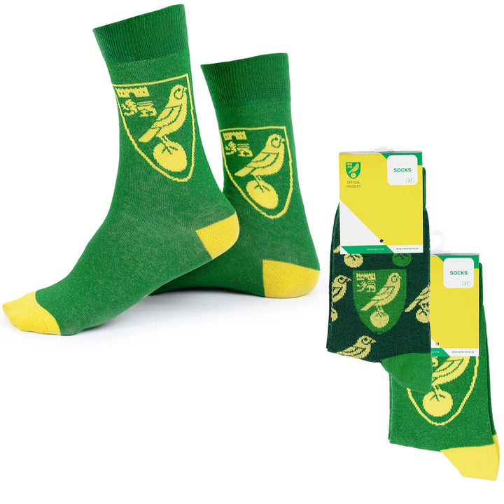 Norwich City FC Twin Pack Dress Socks Size 7-11