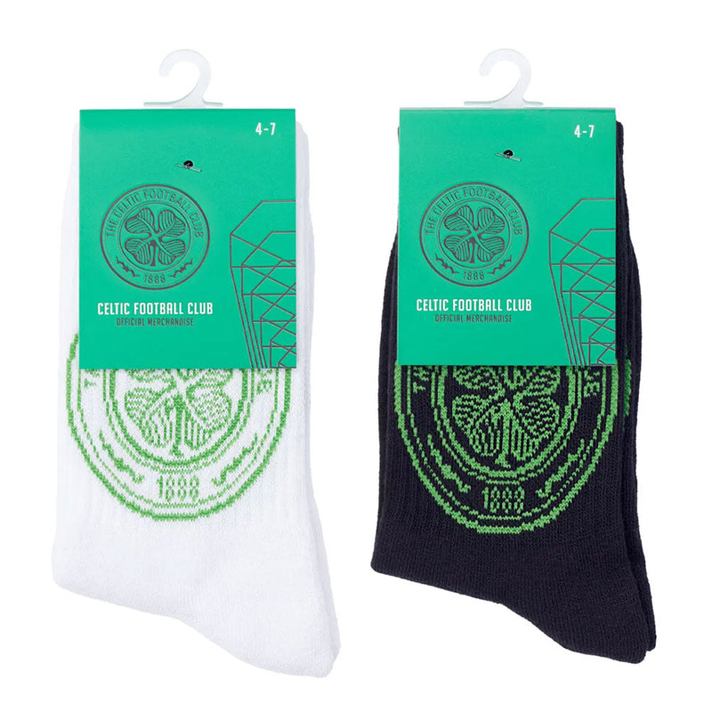 Celtic FC Twin Pack Sports Socks Size 7-11, close-up detail