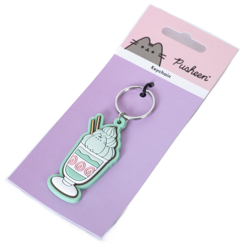 Pusheen Matcha PVC Keyring, side angle