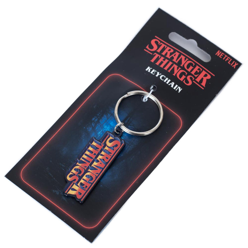 Stranger Things Logo Metal Keyring, close-up detail