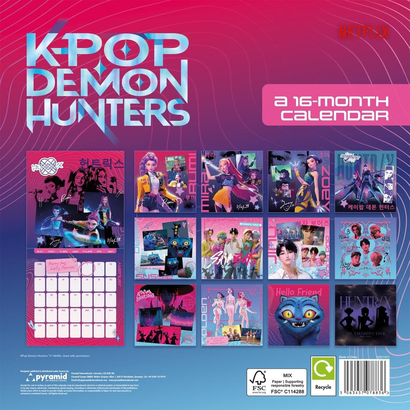 K-Pop Demon Hunters Huntrix Square Calendar 2026, side angle