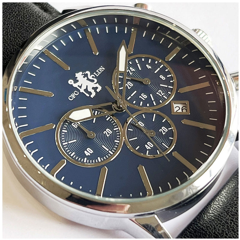 Chelsea FC High End Chronograph Leather Watch, side angle