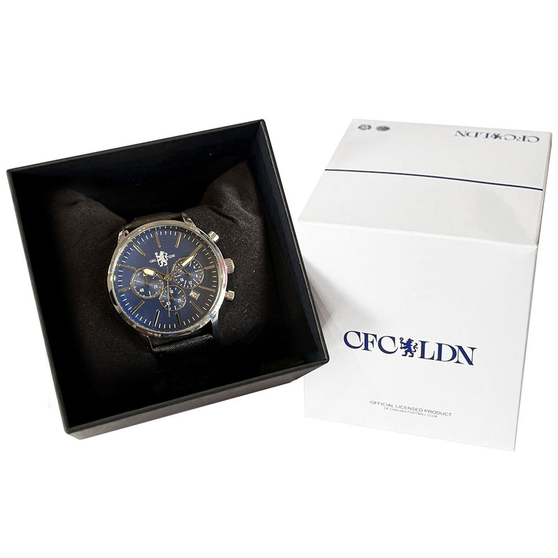 Chelsea FC High End Chronograph Leather Watch, rear view
