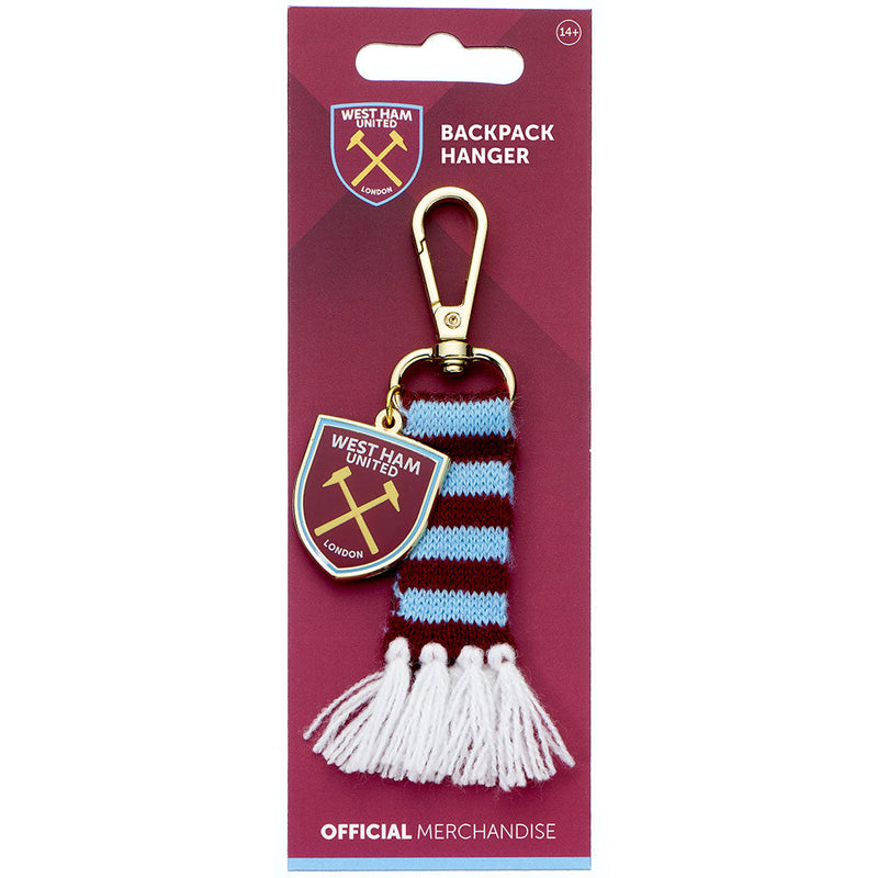 West Ham United FC Bar Scarf Bag Charm, side angle