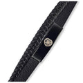 Hearts FC Black IP Leather Bracelet
