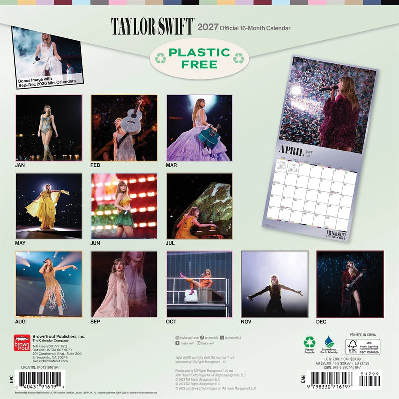 Taylor Swift Square Calendar 2027