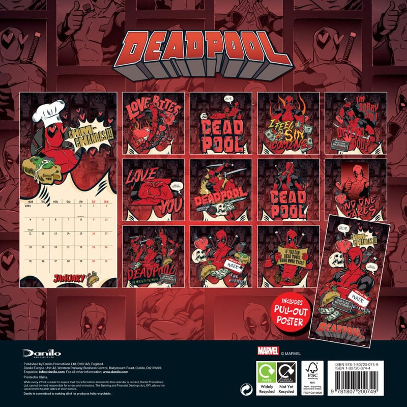 Deadpool Square Calendar 2027