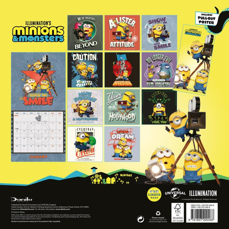 Minions 3 Square Calendar 2027