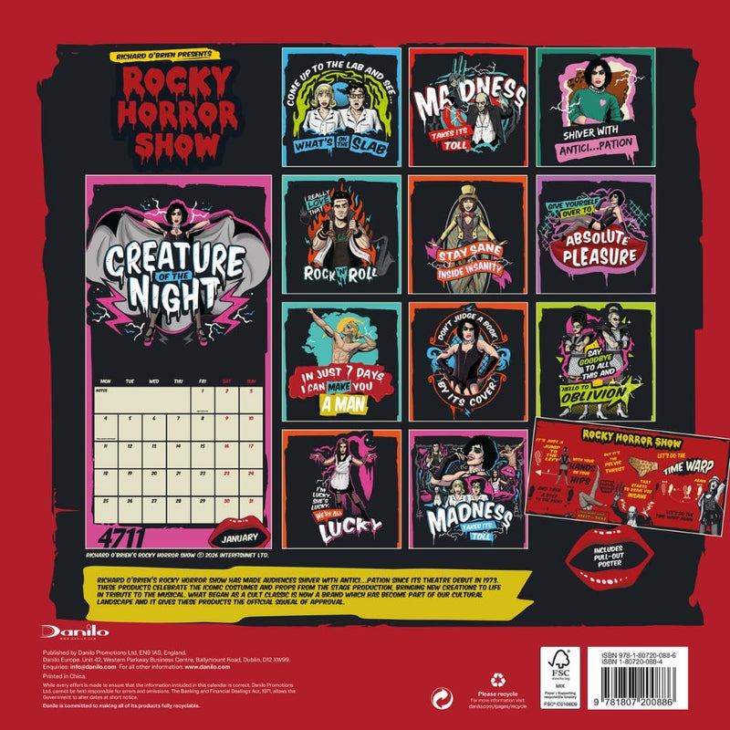 Rocky Horror Show Square Calendar 2027