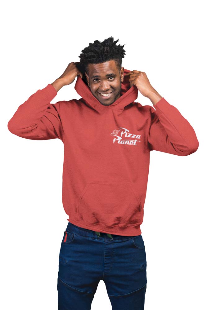 Toy Story Pizza Planet Badge Pullover Hooded Sweatshirt collectible from Heroes Inc Dropship